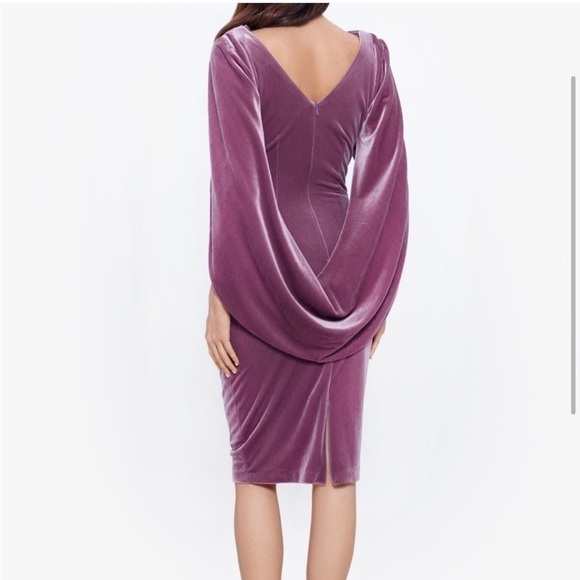 Betsy & Adam mauve pink velvet dress & cape cocktail MOB formal evening size 6 - Picture 4 of 13